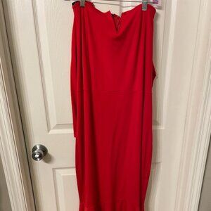 Red High-Low Long sleeved dress